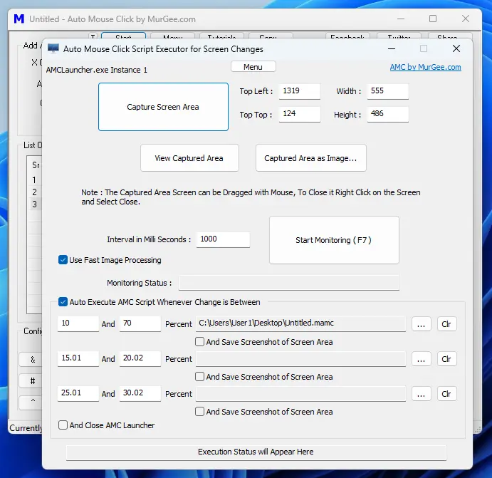 Auto Mouse Click Script Executor to Monitor Screen Changes